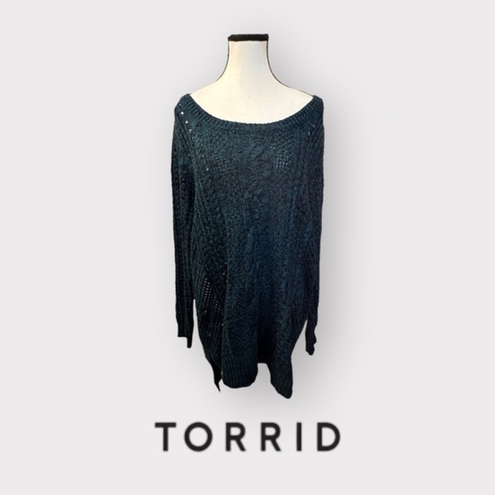 Women’s torrid Marled Knit Blue Black Pullover Sweater 2 2XL XXL 18 20